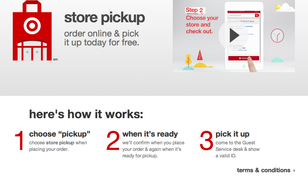 pickup service at target, target in store pickup