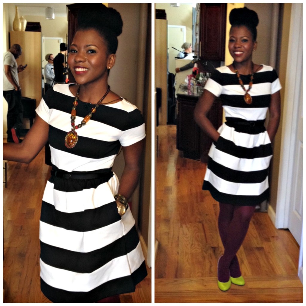black and white dress, Kohl's dress, how to wear stripes