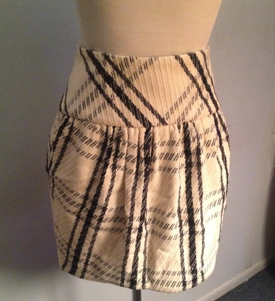 pink tartan skirt, wool miniskirt, wool mini