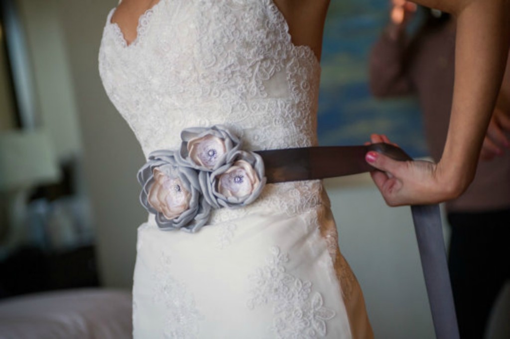 diy belt, diy wedding belt, secondhand wedding dress