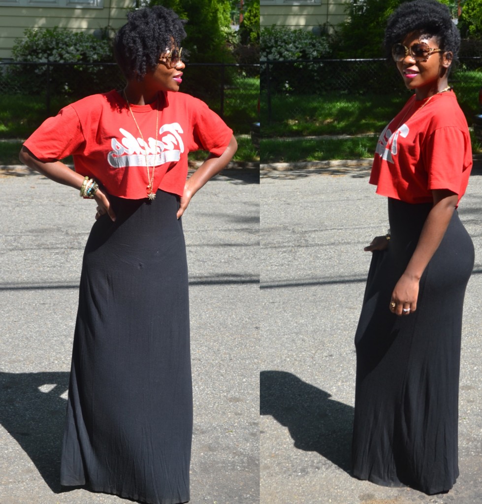 Thrifty Threads: vintage t-shirt and maxi dress