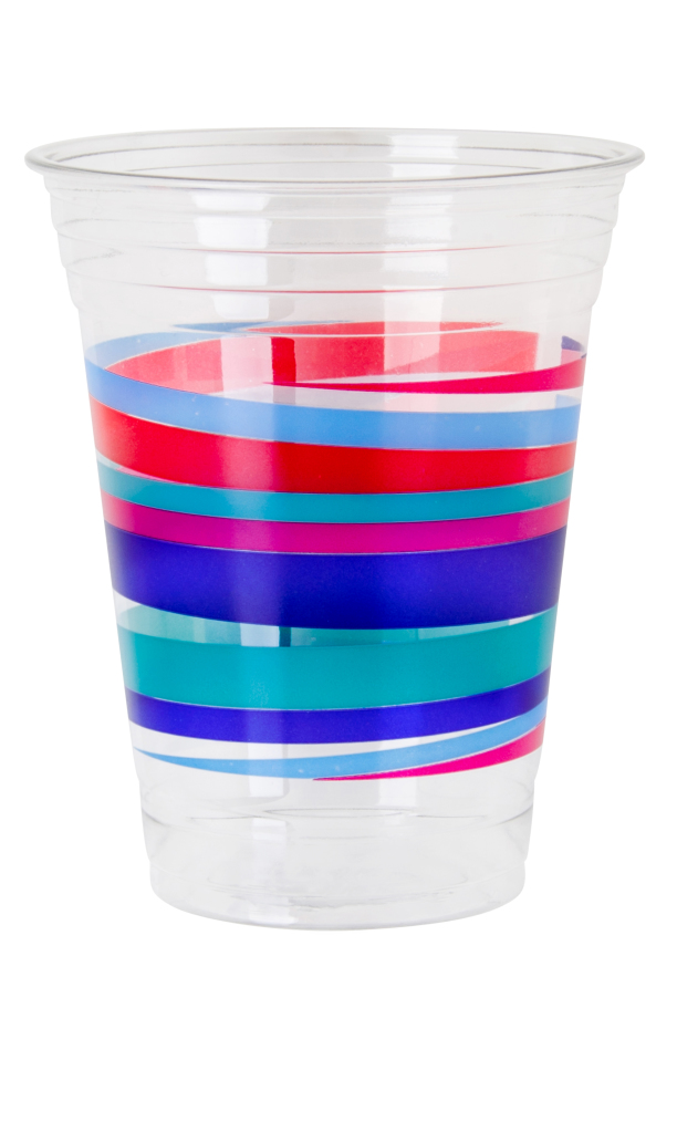 Cheeky_Spectrum Print Clear Cup-pretty-plastic-cups-striped-plastic-cup