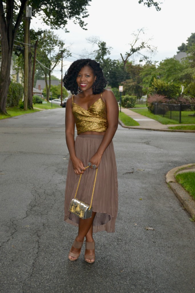 gold-lame-wrap-top-summer-crop-top-hi-low-skirt-pleated-skirt-looking-fly-on-a-dime