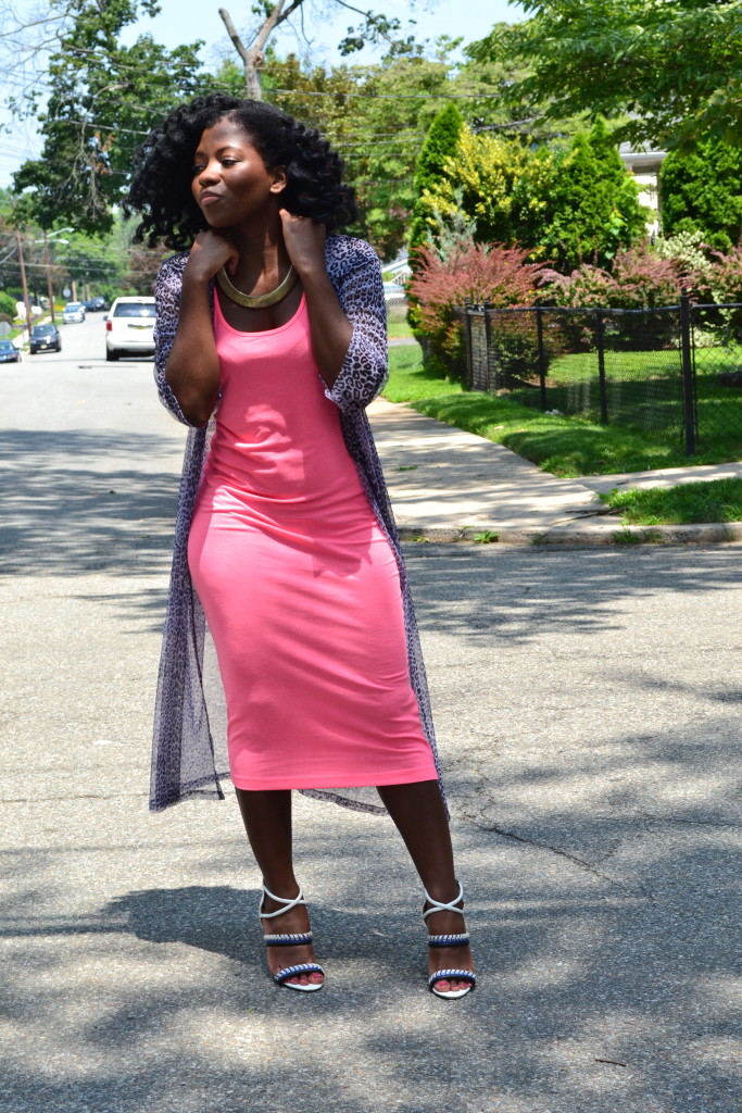 leopard-duster-summer-duster-sheer-leopard-duster-gold-thick-chain-pink-tank-dress-pink-bodycon-dress-shoedazzle