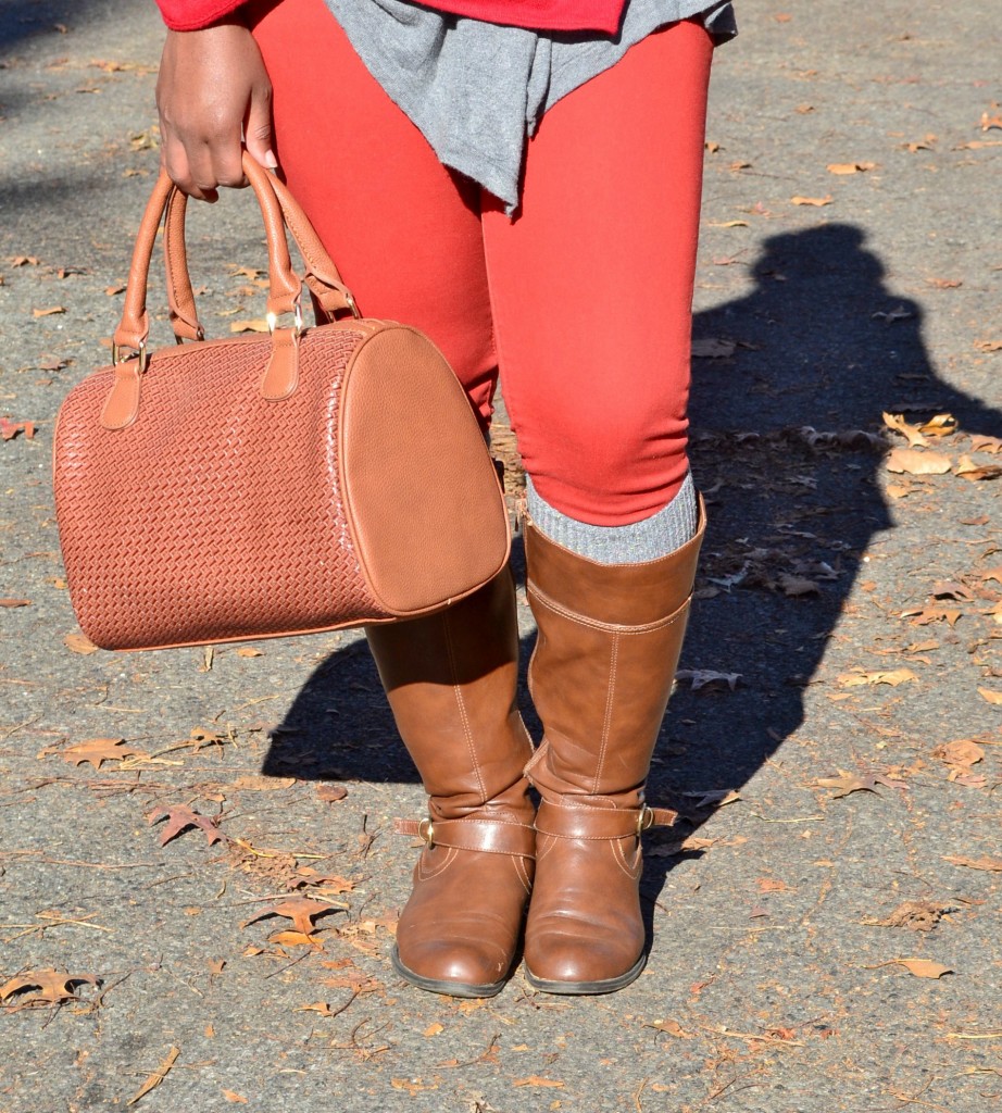 textured-satchel-payless-red-skinny-jeans-vintage-blanket-scarf