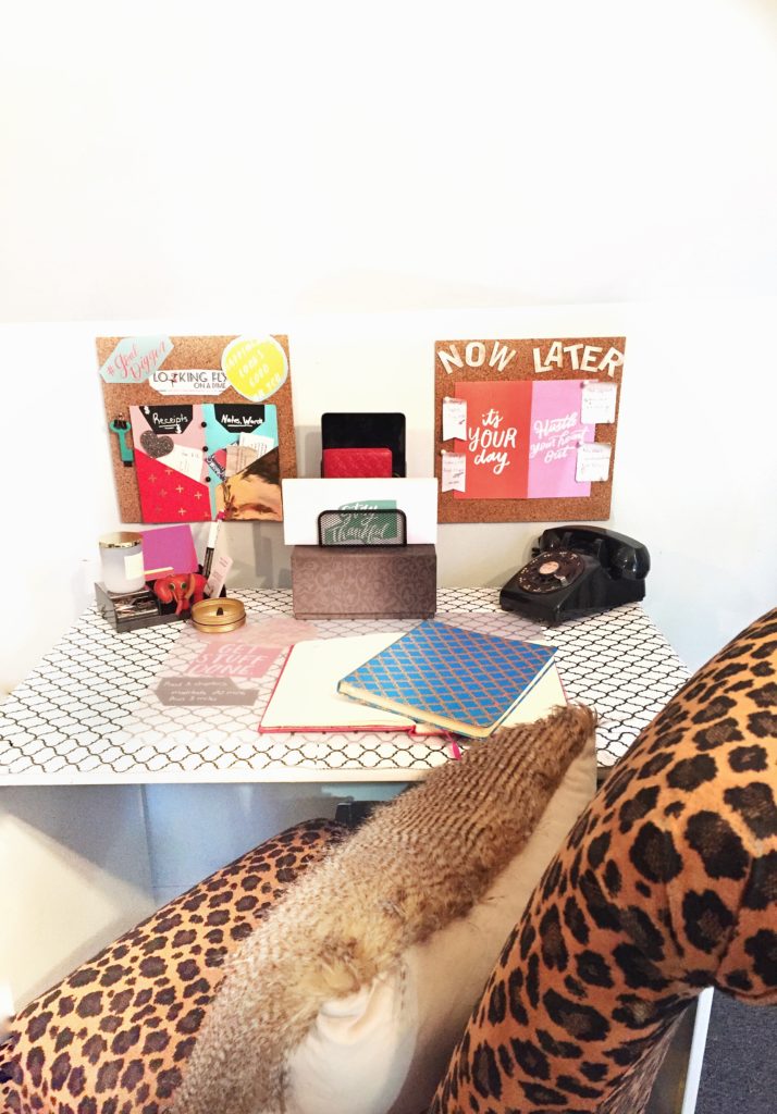 Chic desk space with leopard chair 