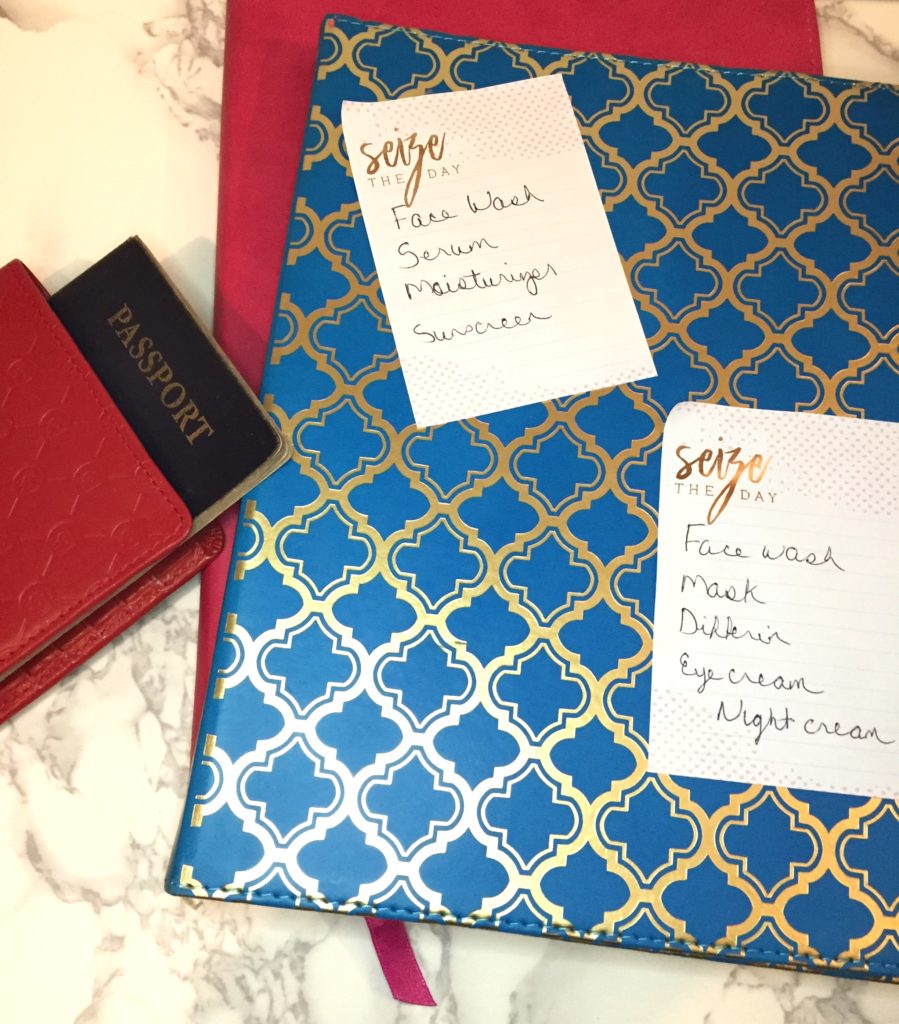Notebooks with day and night beauty routine for travel