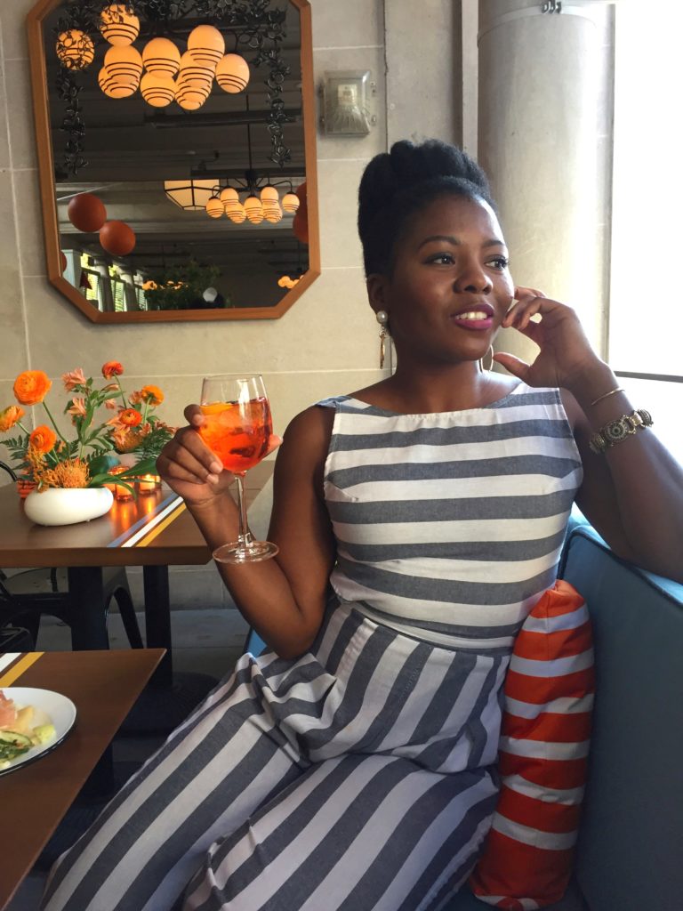 Looking Fly on a Dime: striped culotte jumpsuit 