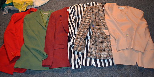 Variety of classic blazers from the thrift shop