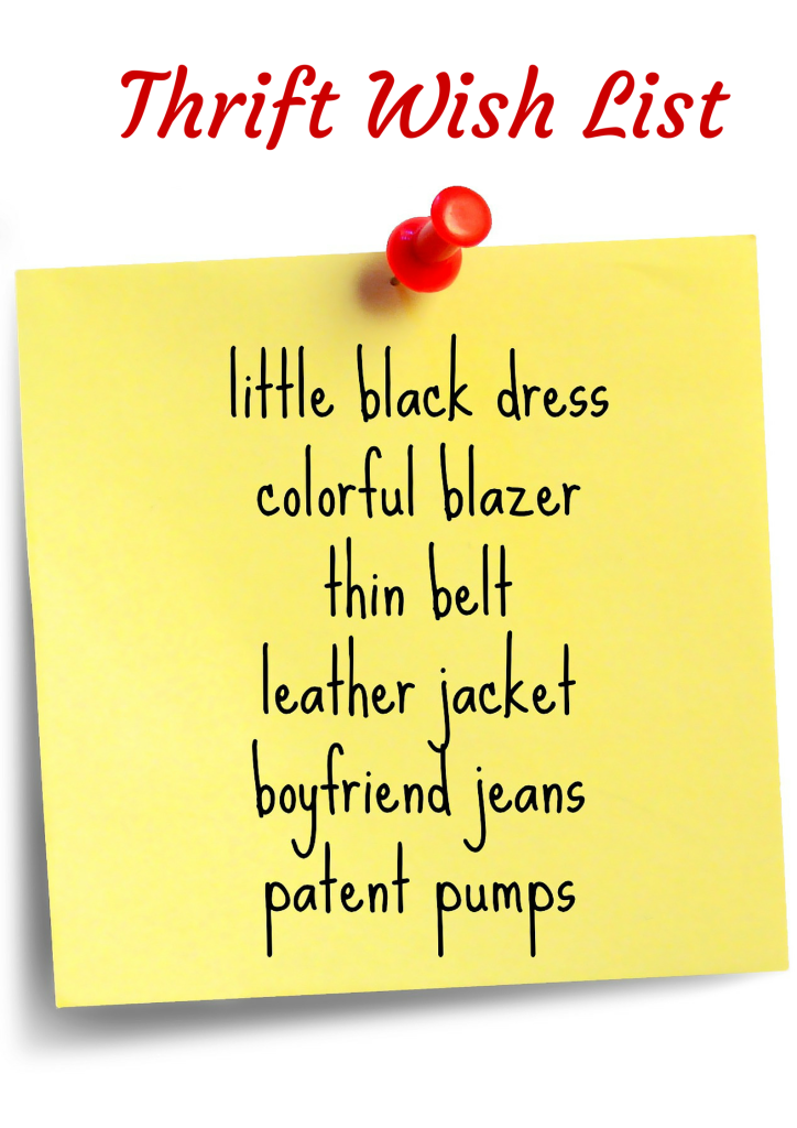 Checklist - thrift shop wish list 