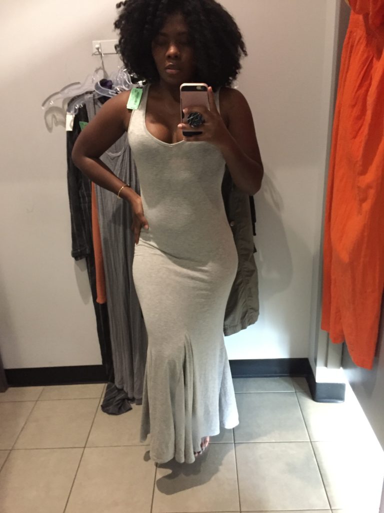 Looking Fly on a Dime - gray maxi dress with flare hem